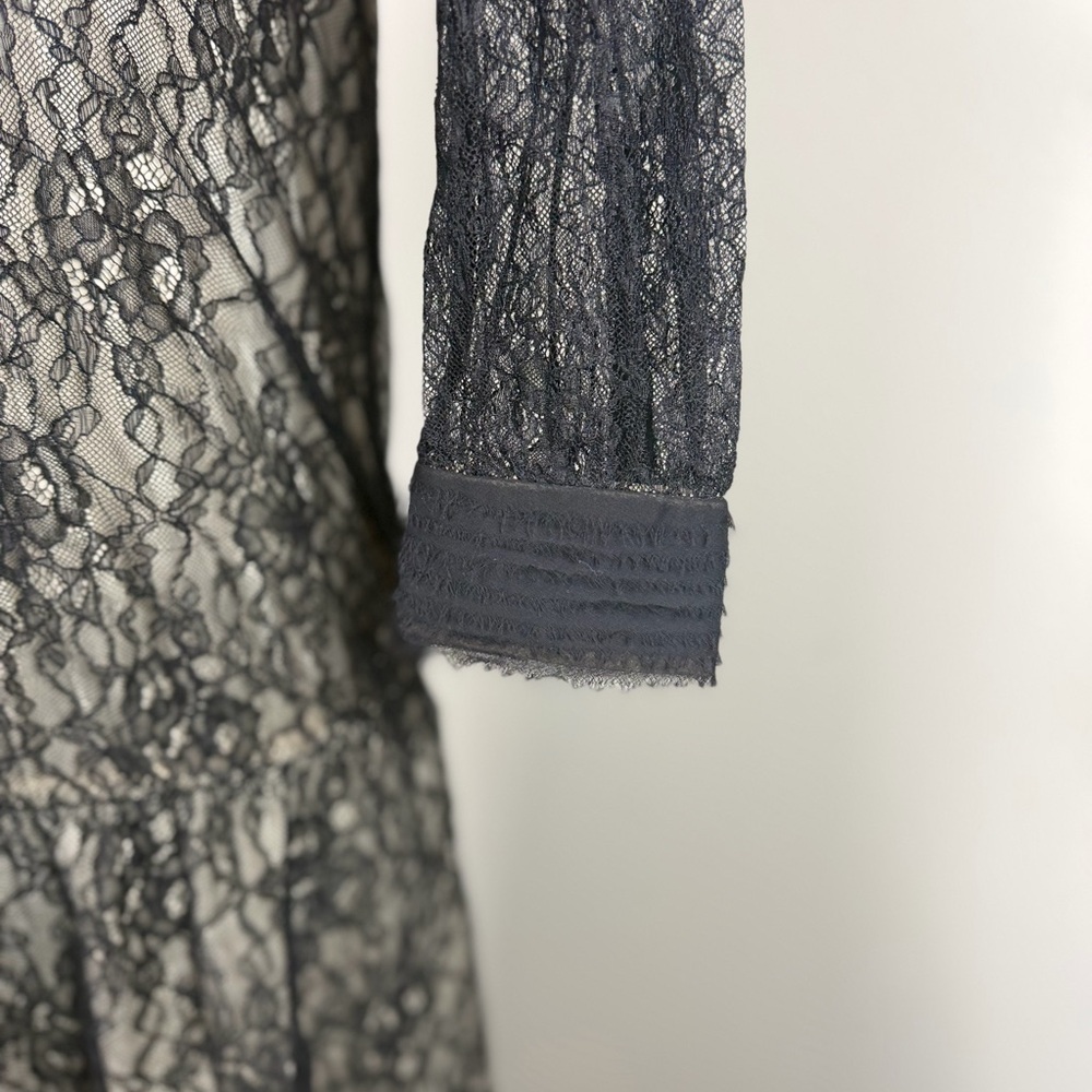 Alice And Olivia Deena Drop Waist Lace Dress Black/natural sz 6 - Picture 12 of 12